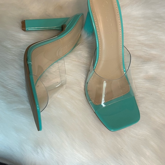 NWT Wild Diva Lounge Bosli Mint Clear  Plexi Stiletto Heel Sandals - Picture 8 of 11